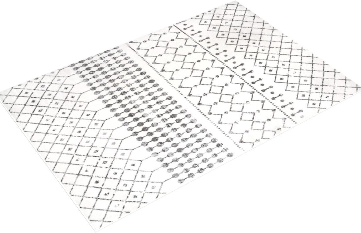 Nuloom 7x9 Zola Geometric Moroccan Indoor Area Rug, Grey, Faded Bohemian Design, Stain Resistant, BedroomLiving Room, Kitchen,