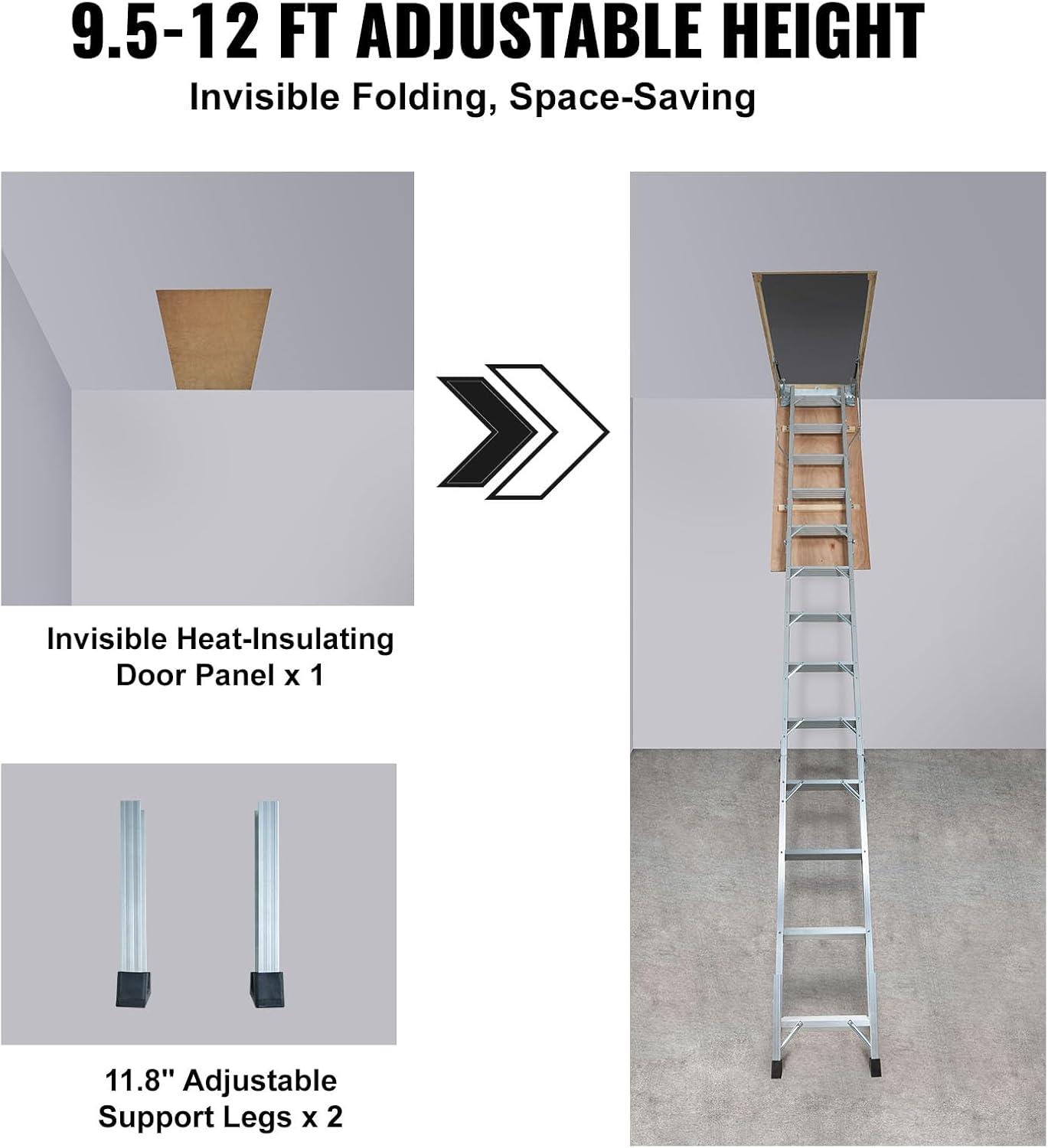 VEVOR 12 - Step Aluminum Lightweight Attic Ladder