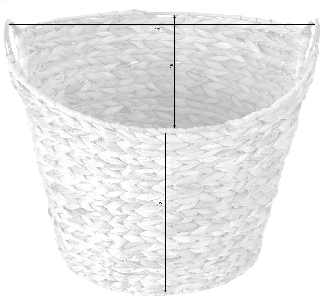 Large Round Water Hyacinth Wicker Laundry Basket