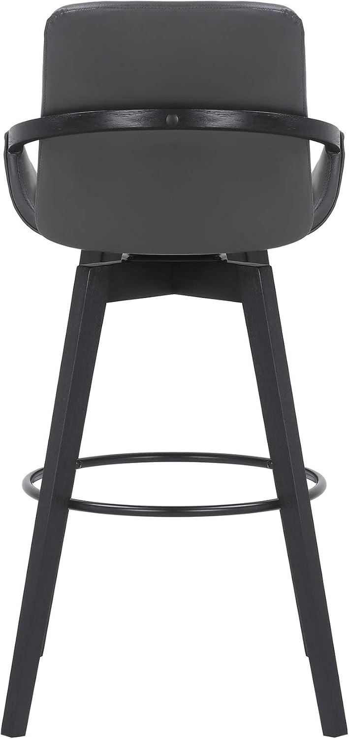 30" Baylor Faux Leather Wood Swivel Barstool Gray/Black - Armen Living
