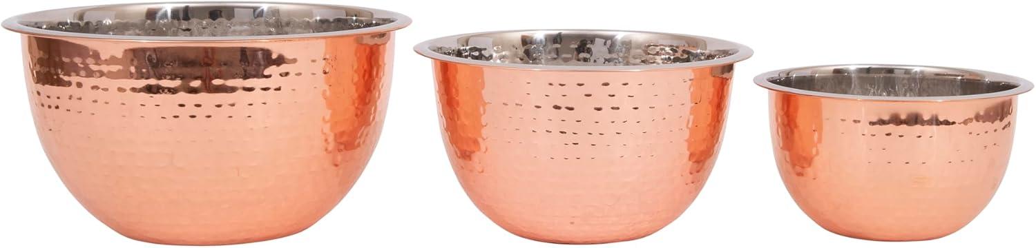 Copper Finish Hammered Stainless Steel Nesting Bowls Set