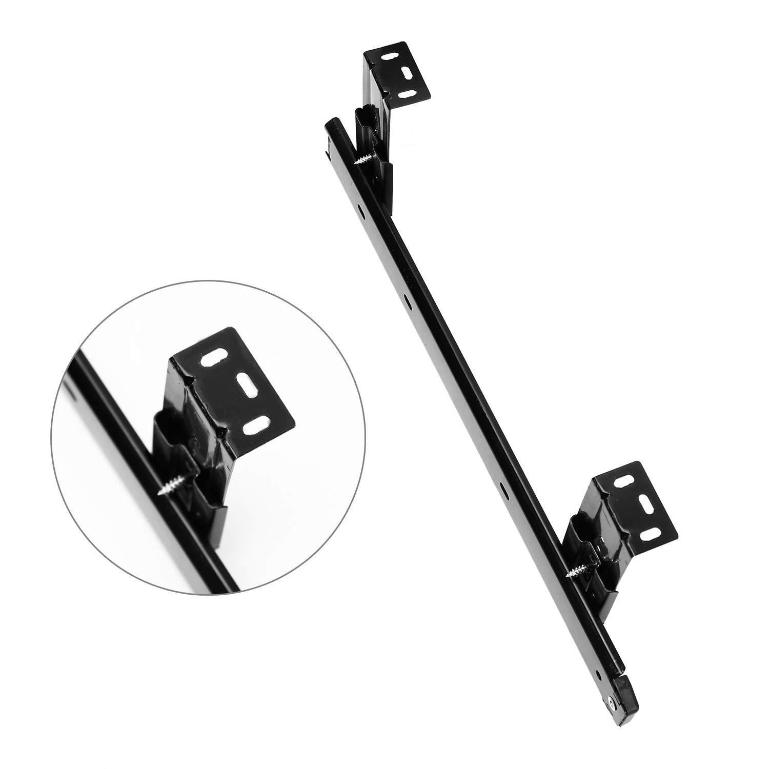 KINJOEK 2 PCS 14 Inch Under Desk Keyboard Tray Rails Slides, Adjustable Height Heavy Duty Ball Bearing Keyboard Mount Track, Black