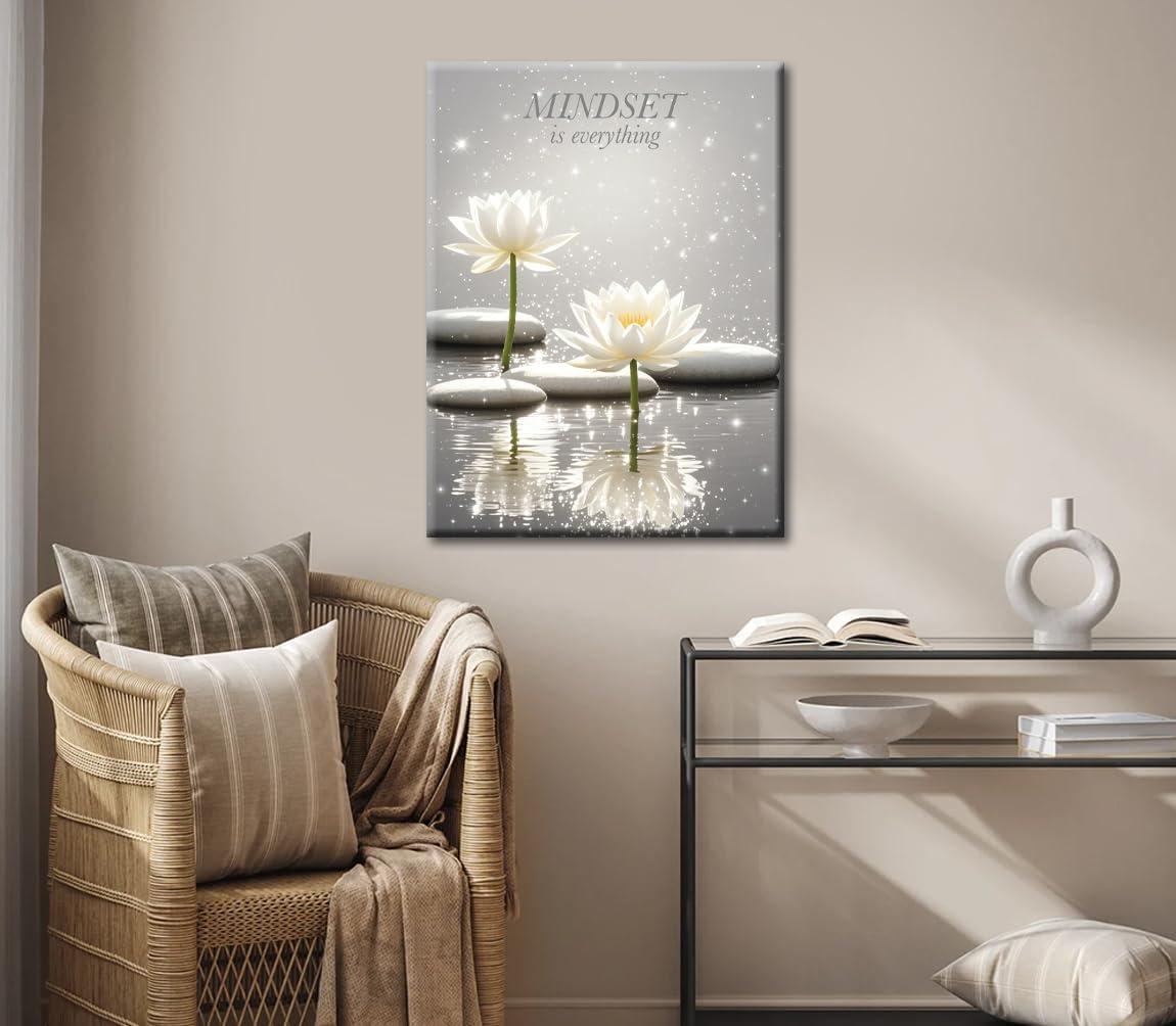 AXXPosters-Lotus Flower Wall Art Canvas Mindset Motivational Quotes Poster for Zen Office Wall Decor Spiritual Meditation Prints Artwork