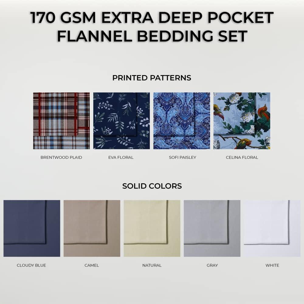 170 GSM Extra Deep Pocket Flannel Sheet Set - Azores Home