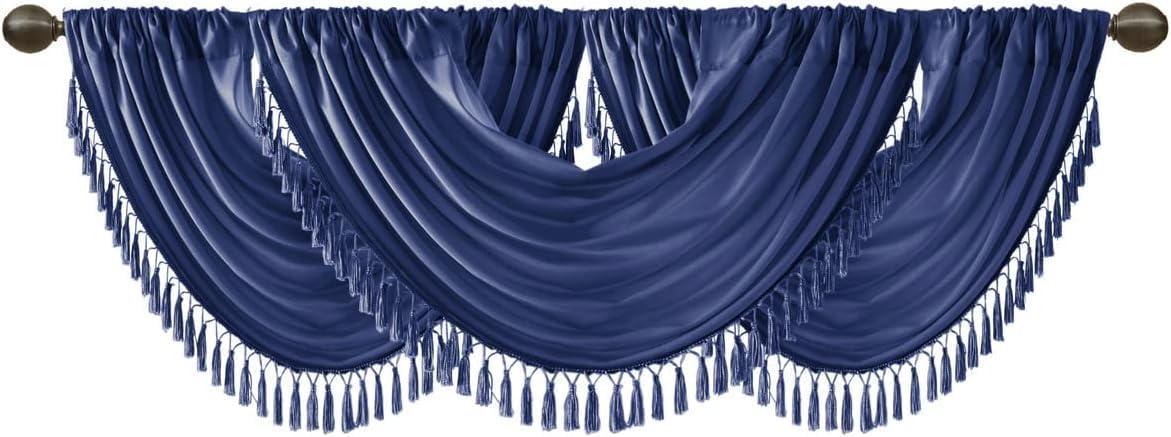Madison Park Elena Faux Silk Waterfall Embellished 38'' W Window Valance