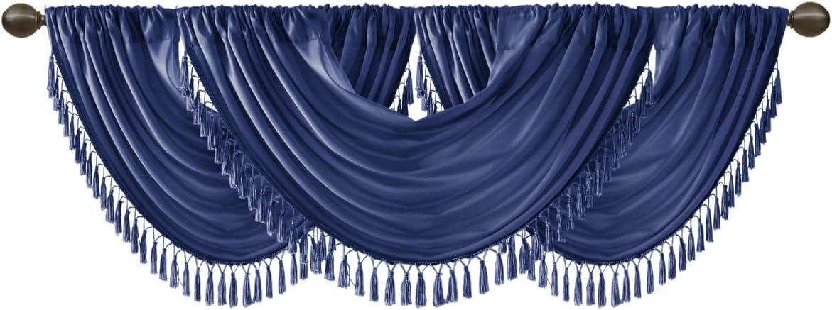 Madison Park Elena Faux Silk Waterfall Embellished 38'' W Window Valance