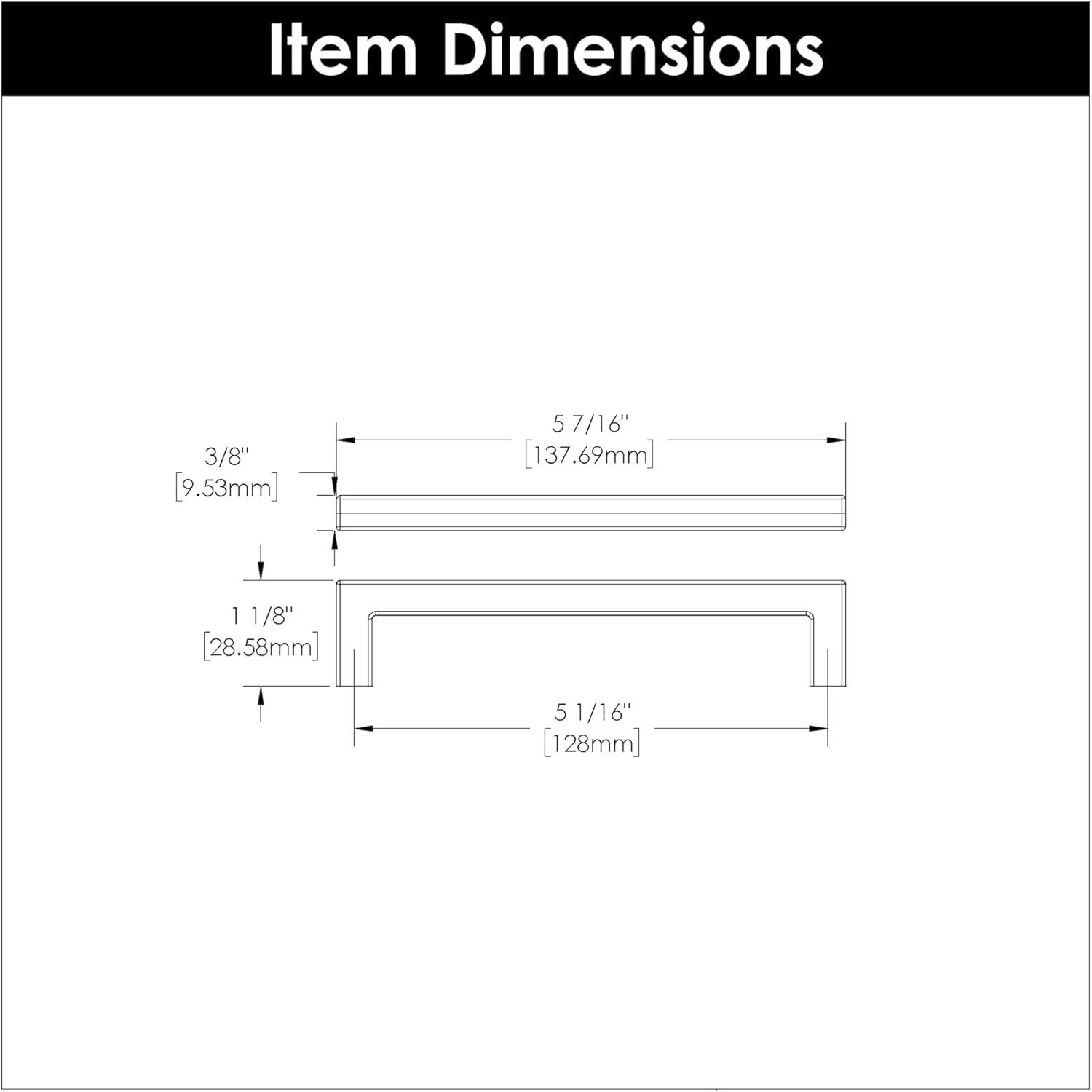 Skylight Kitchen Cabinet Handles, Solid Core Drawer Pulls for Cabinet Doors, 5-1/16" (128mm)