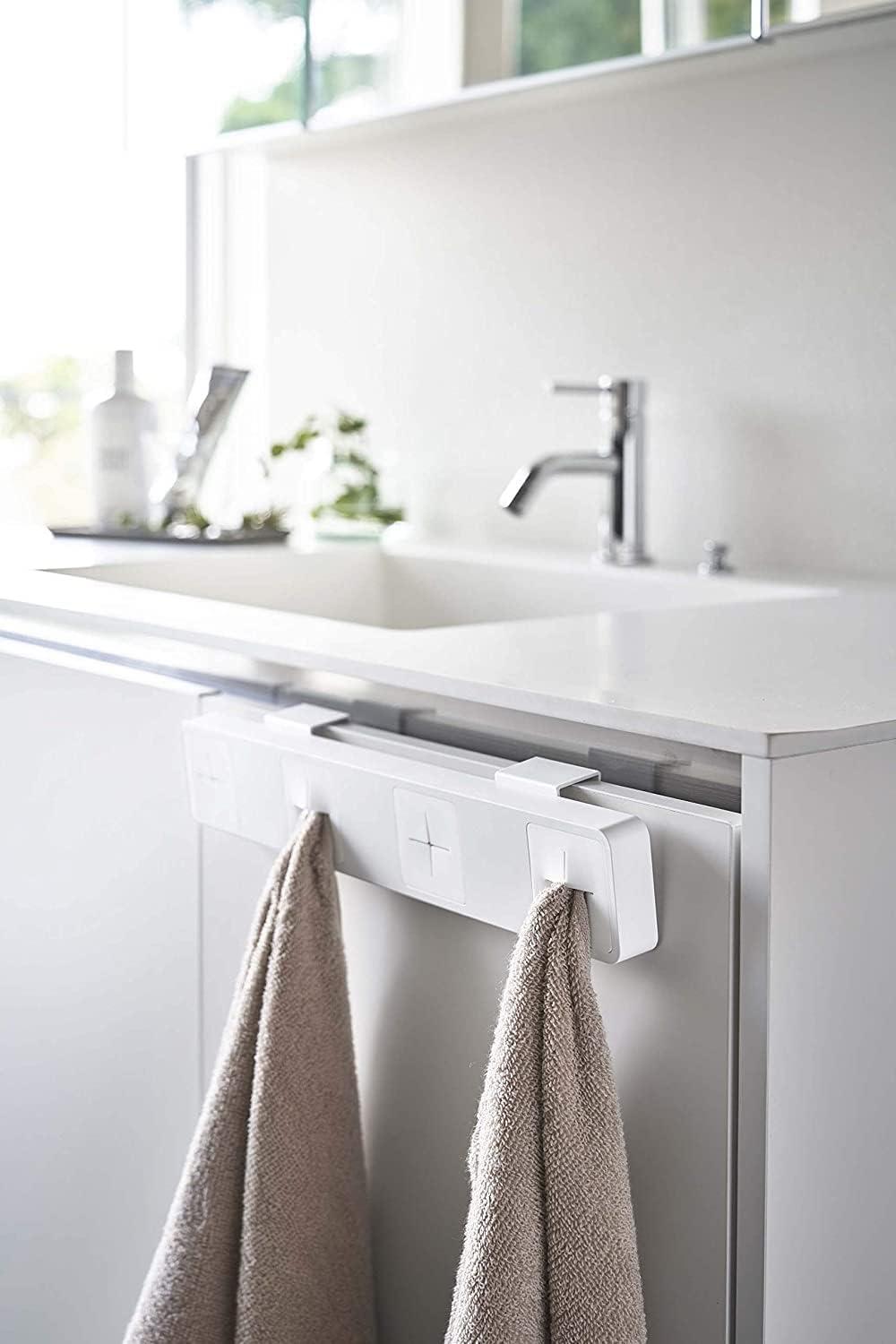 White Wall-Mounted Plastic Towel Holder with Four Slots