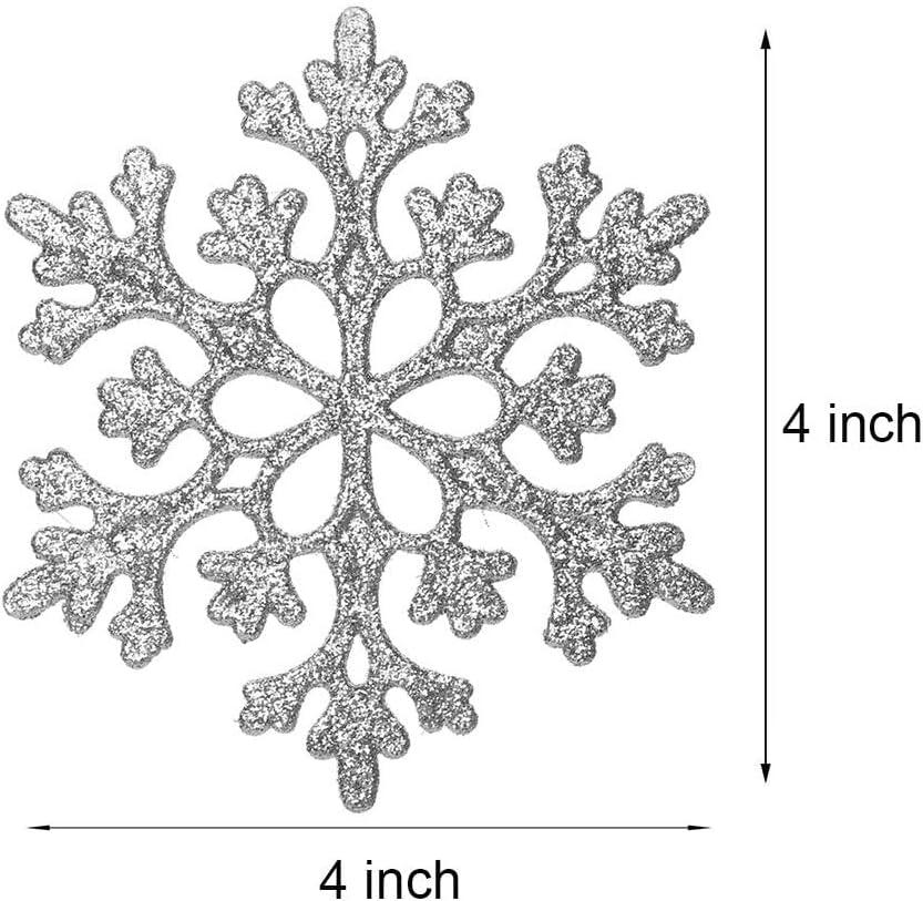 36 Pack Silver Glitter Plastic Snowflake Ornaments