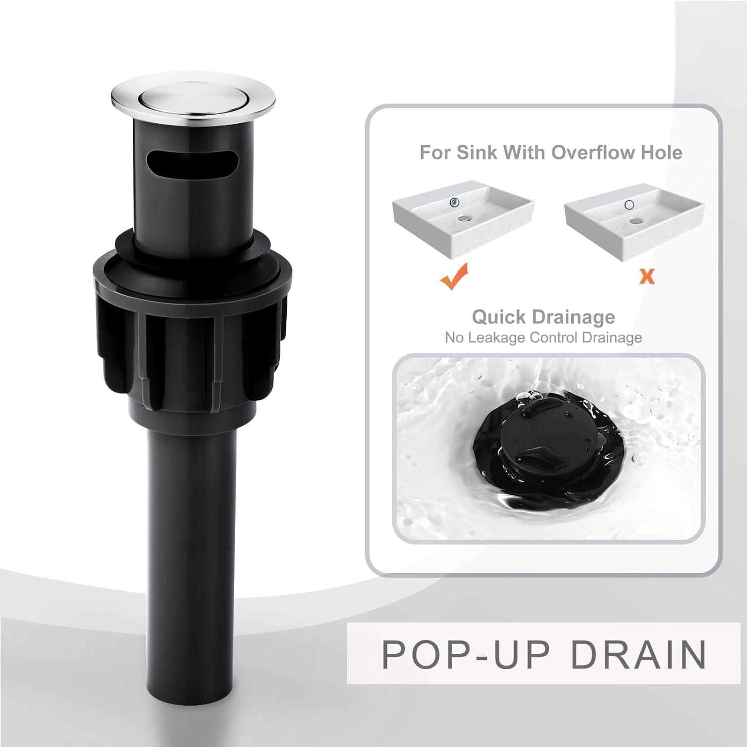 Aleasha Widespread Bathroom Sink Faucet, 3 Hole Faucet With Pop-Up Drain