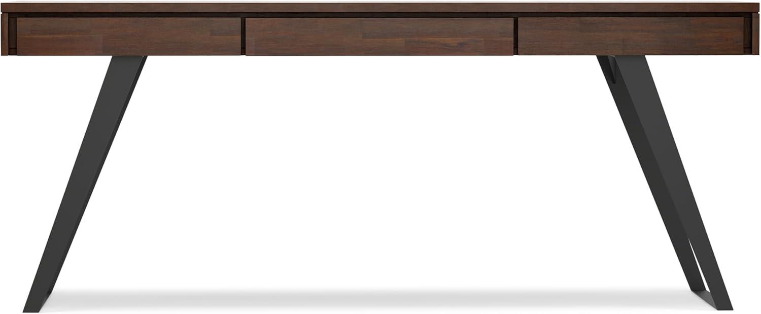 Simpli Home Lowry Solid Acacia Wood Desk, Industrial Style with Keyboard Tray and 2 Drawers