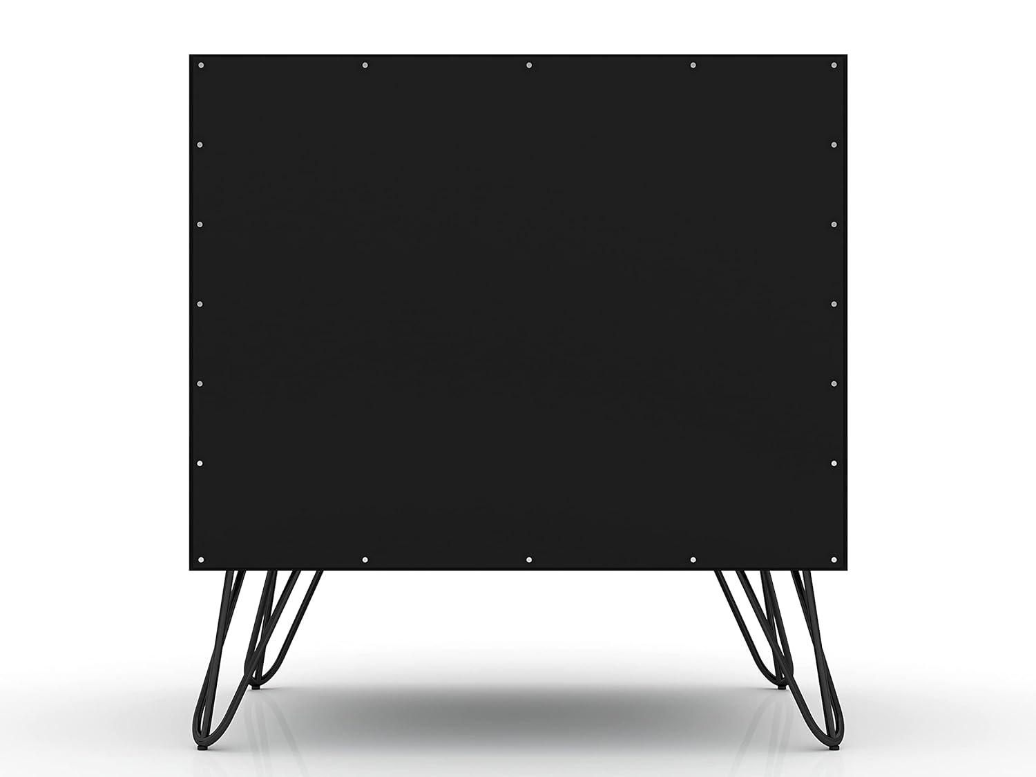 Set of 2 Rockefeller 2 Drawer Nightstands Black - Manhattan Comfort: Modern Bedside Storage Furniture