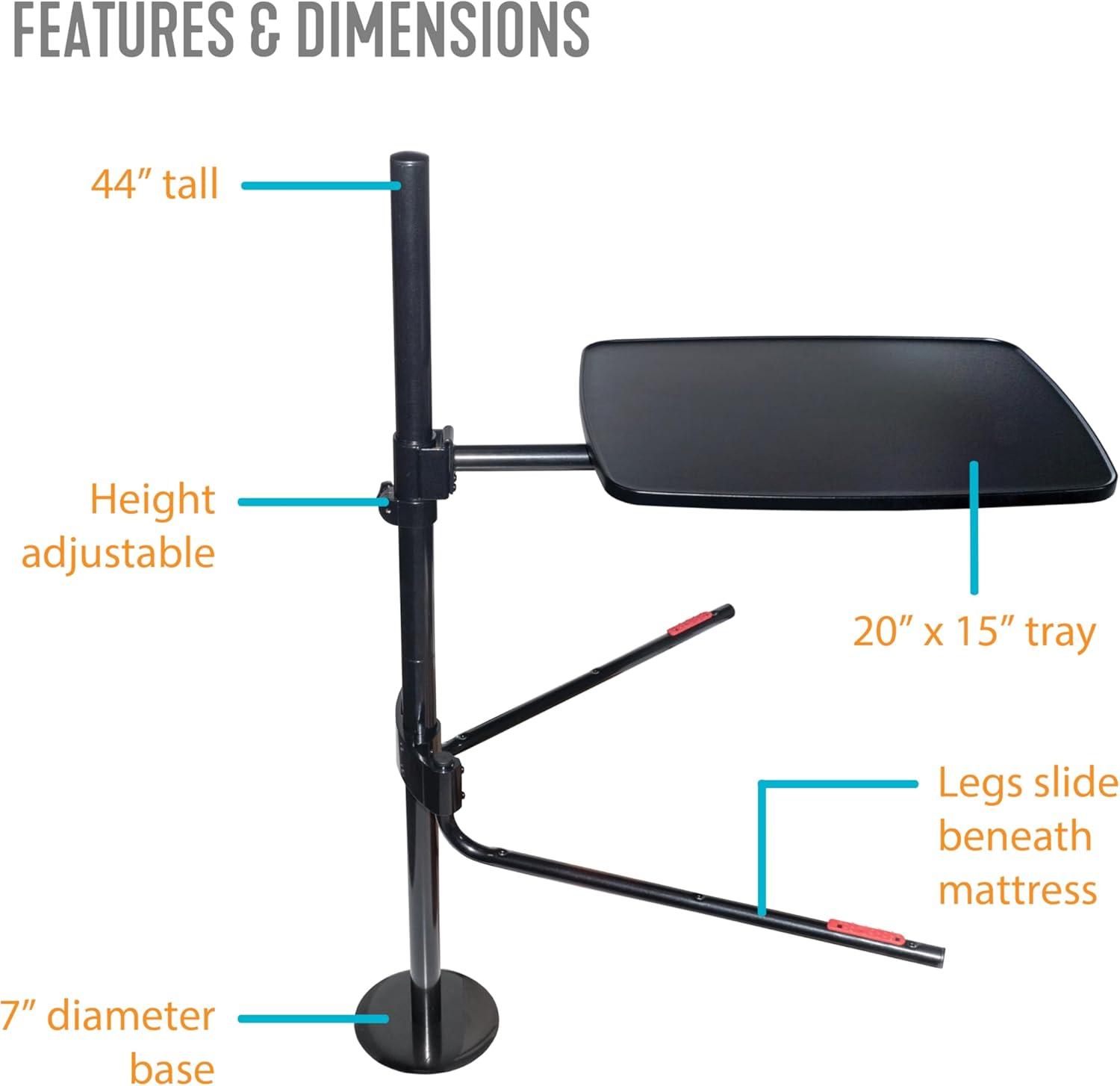 Able Life Universal Overbed Table, Adjustable Bedside Swivel Tray & Laptop Desk, Black