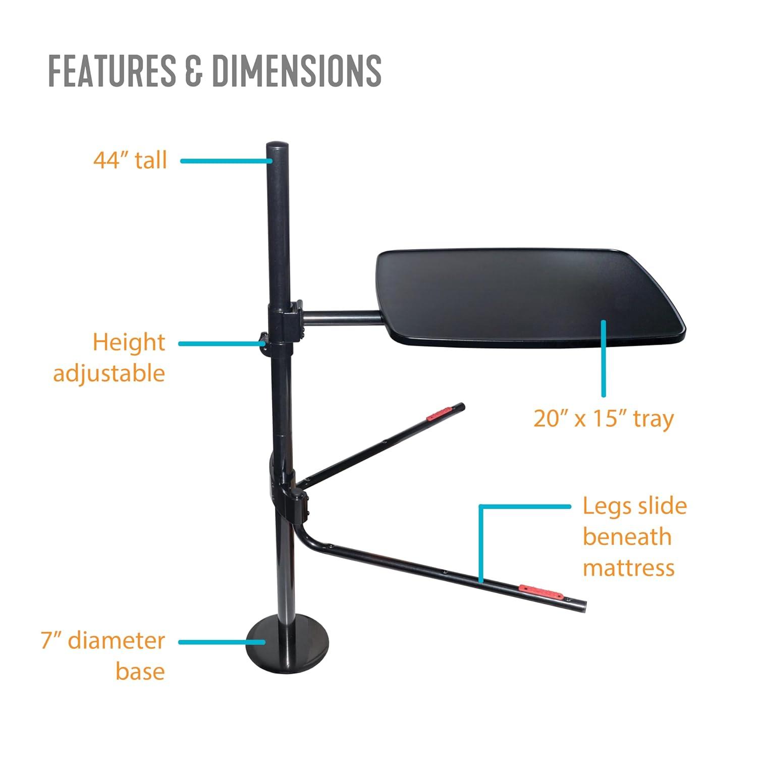 Able Life Universal Overbed Table, Adjustable Bedside Swivel Tray & Laptop Desk, Black
