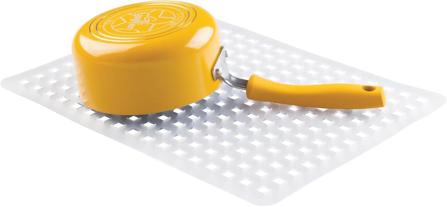 iDesign Euro Plastic Sink Grid, Non-Skid Dish Protector Mat, 16" x 12.5", Clear