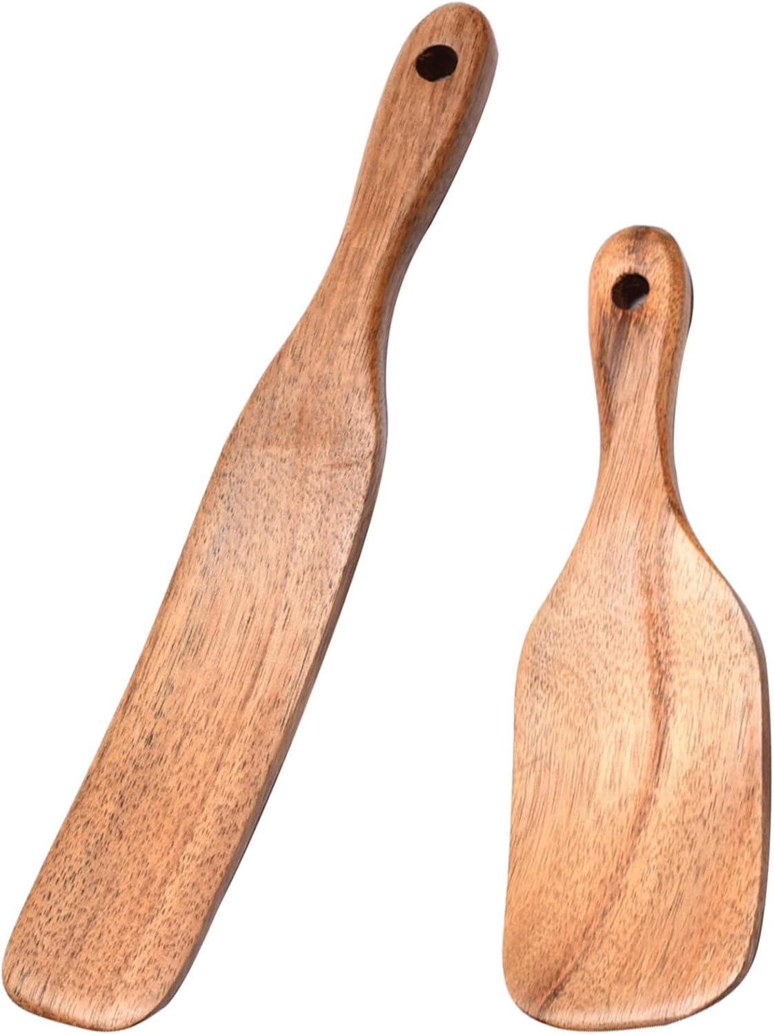 Wooden Kitchen Utensils Set of 2, Wooden Utensils for Cooking, stirring, Mixing, Serving