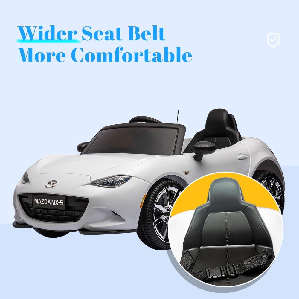 Coche para Niños, mazda mx-5 rf, Coche para Montar con Motor de 12 V con control remoto de 2,4 G, Coche de Juguete Eléctrico de Velocidad Ajustable para Niños de 3 a 6 Años, Blanco