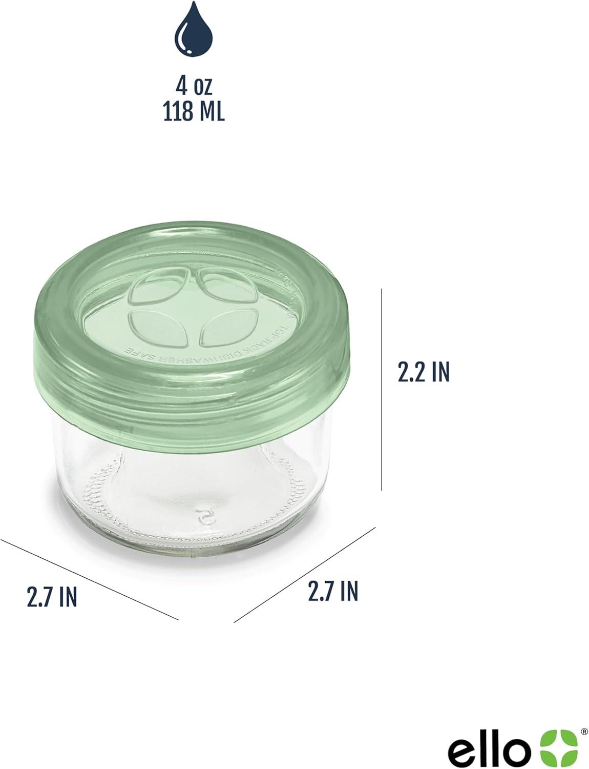 Ello 6pc Glass Condiment Color Lock Food Storage Container Set: Microwave & Oven Safe, Multicolored Lids