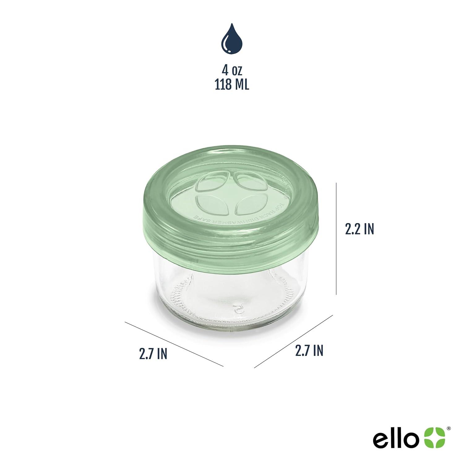 Ello 6pc Glass Condiment Color Lock Food Storage Container Set: Microwave & Oven Safe, Multicolored Lids