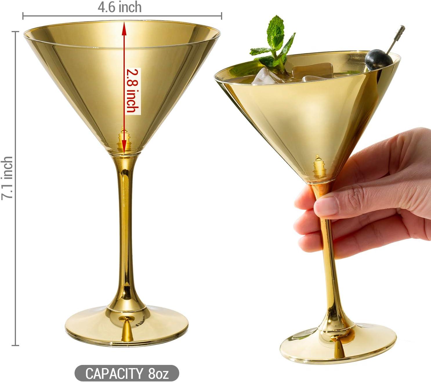 Elegant Gold Tone 8-Ounce Martini Glass Set of 4