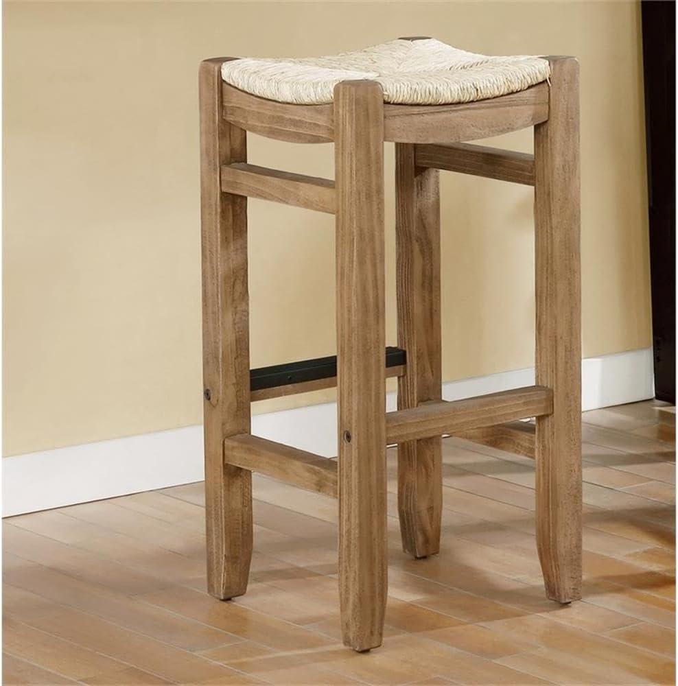 Alaterre Newport 30"H Wood Bar Stool with Rush Seat