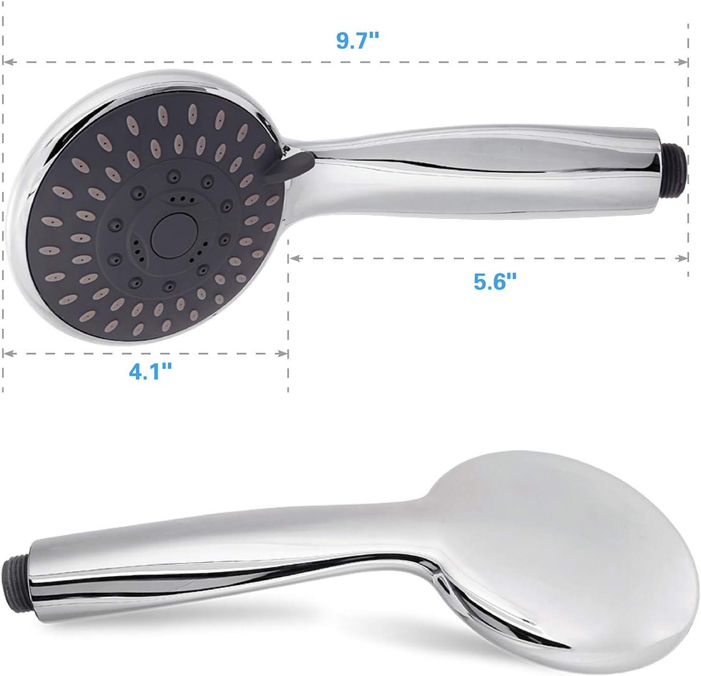 Chrome Handheld Shower Head with Filter and 5 Spray Modes