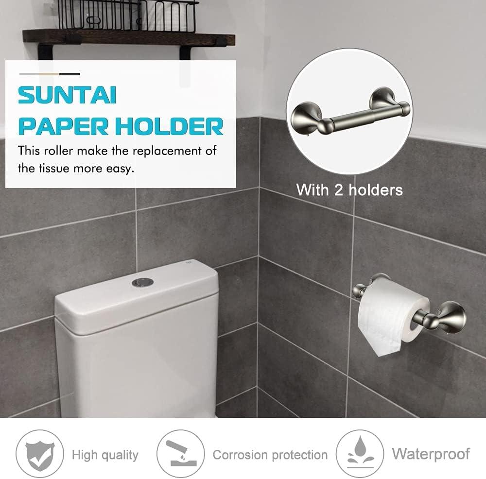 4 Piece Bathroom Accessory Set(Adjustable Towel Bar, Towel Ring, Toilet Paper Holder,Towel Hook), Wall Mounted Bathroom Hardware Accessories Set,Brushed Nickel