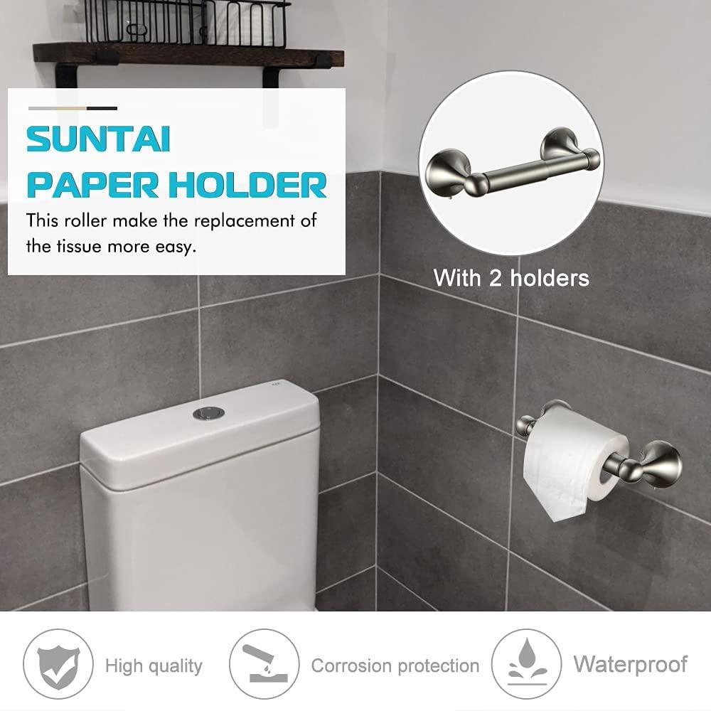 4 Piece Bathroom Accessory Set(Adjustable Towel Bar, Towel Ring, Toilet Paper Holder,Towel Hook), Wall Mounted Bathroom Hardware Accessories Set,Brushed Nickel