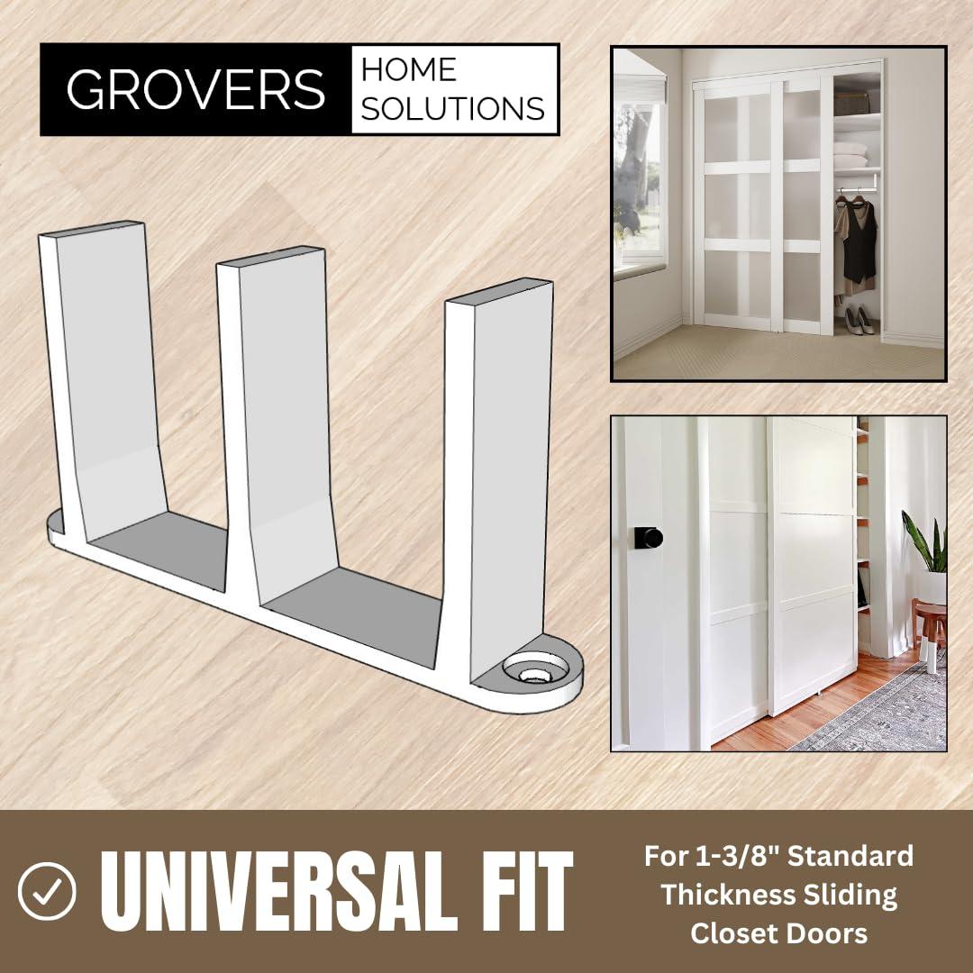 Grovers Home Solutions Universal Sliding Closet Door Floor Guide Bracket Tall, Extra White Durable PLA Construction Barn Door Hardware