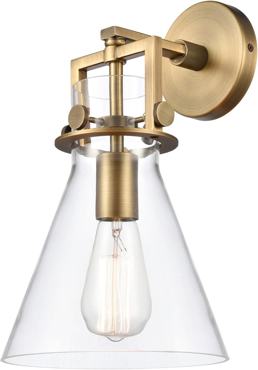 Newton 14" Brushed Brass Wall Sconce with Clear Glass Shade