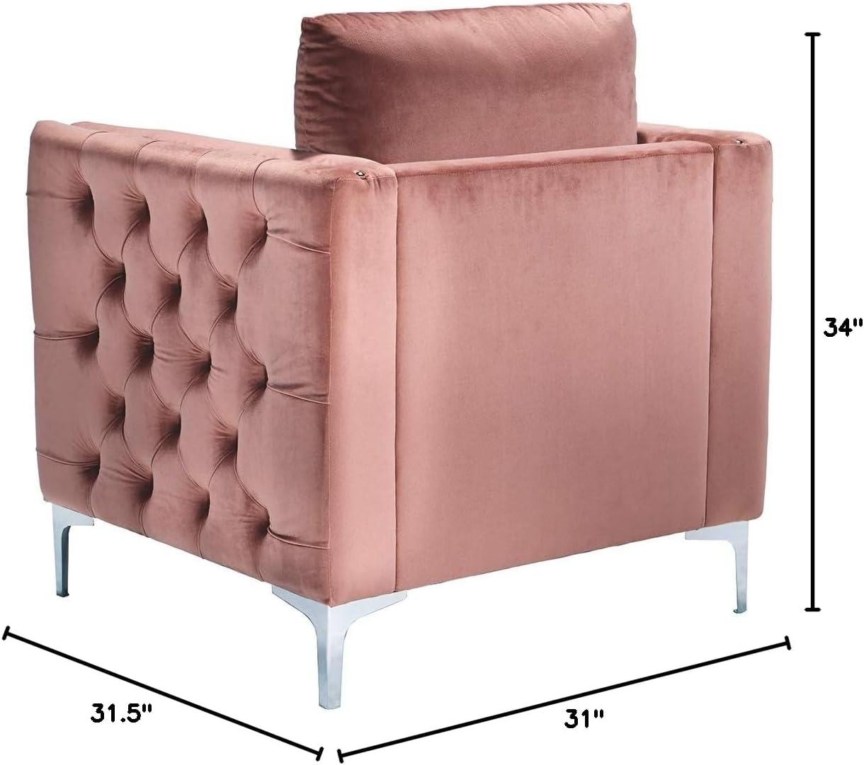 OUWI Lizmont Modern Glam Accent Chair with Nailhead Trim, Pink