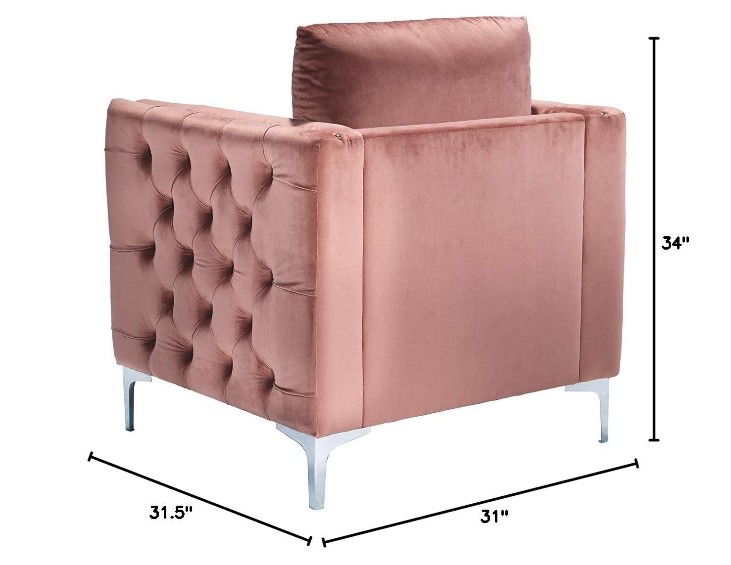 OUWI Lizmont Modern Glam Accent Chair with Nailhead Trim, Pink