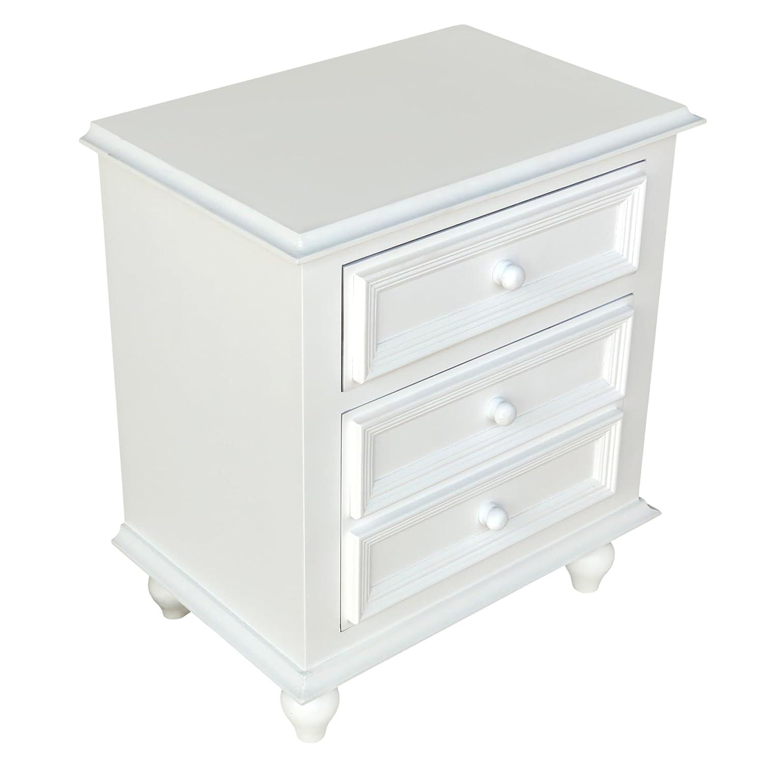 White Wooden 2-Drawer Nightstand with Tapered Legs