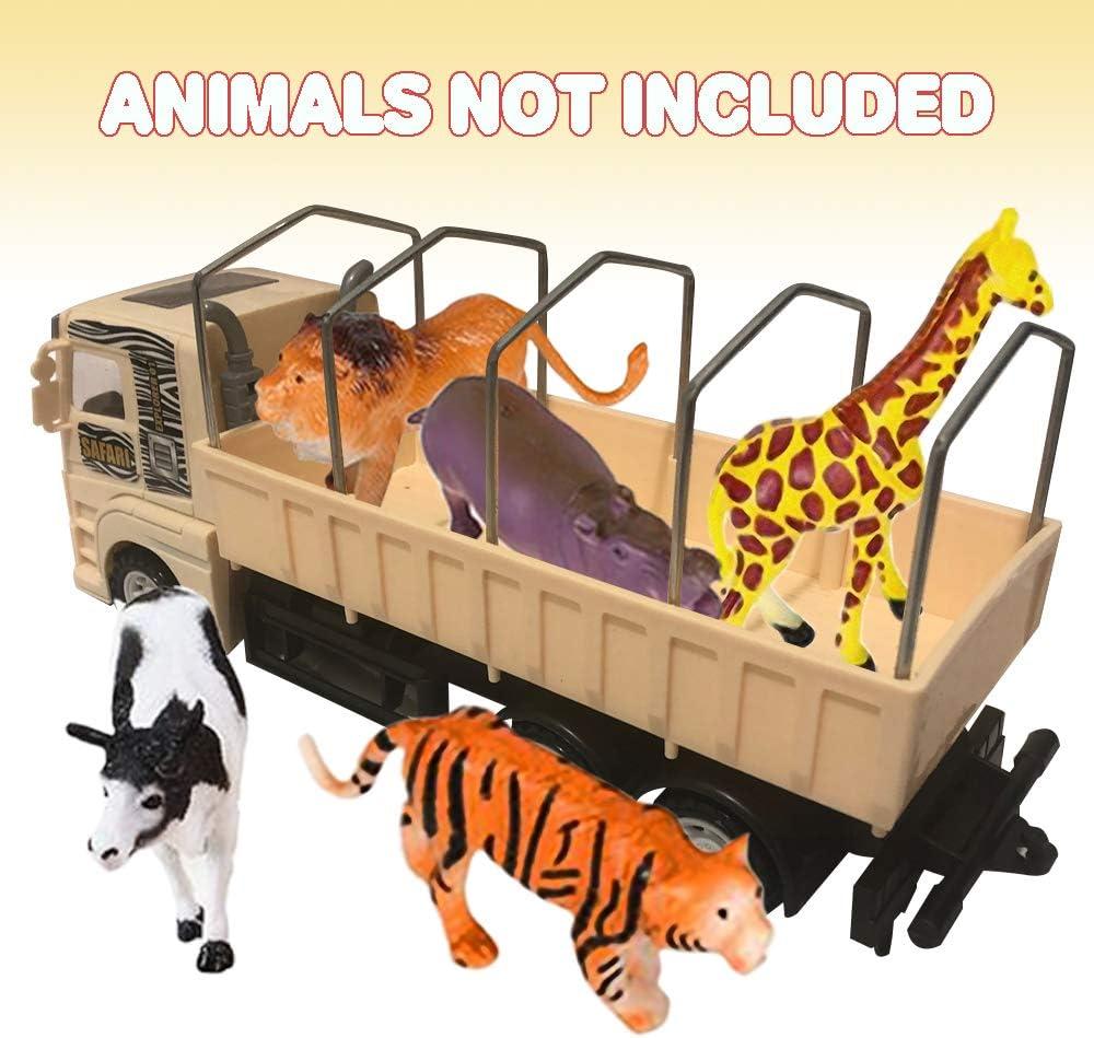 ArtCreativity Push and Go Transportation Safari Truck - Unique Animal Figurines Storage - Durable Plastic Truck with Fabric Cover - Best Birthday for Boys and Girls, Carnival Prize