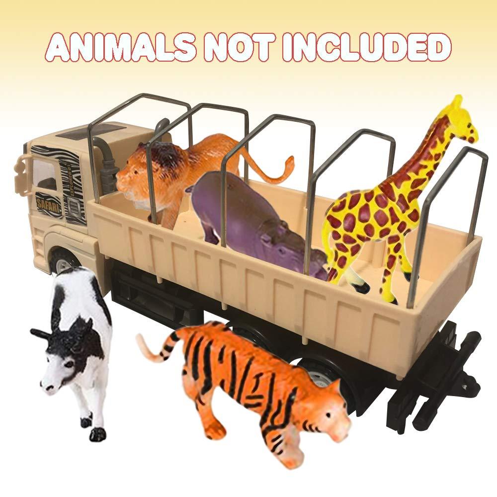 ArtCreativity Push and Go Transportation Safari Truck - Unique Animal Figurines Storage - Durable Plastic Truck with Fabric Cover - Best Birthday for Boys and Girls, Carnival Prize
