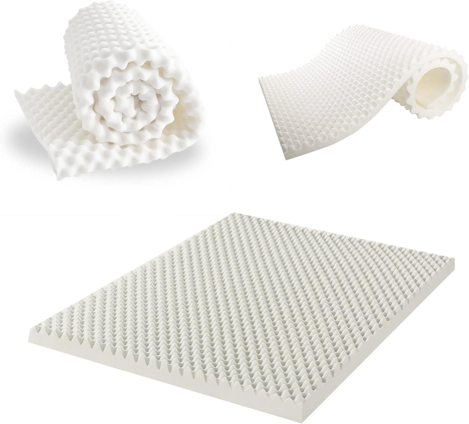 Spring Solution 2-inch Convoluted Egg Shell Bed Topper with Breathable Foam | Soft, Comfortable and Relaxing Bed Top Padding, Mattress Toppers Provide Support for Back and Lower Back, Twin, White