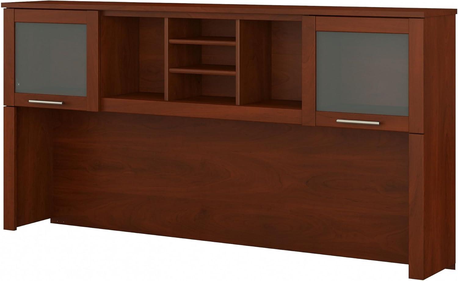 Bush Somerset 72in 2-Door Hutch with Cubbies in Hansen Cherry - fits on 72W L Desk or 72W Office Desk (sold Separately)