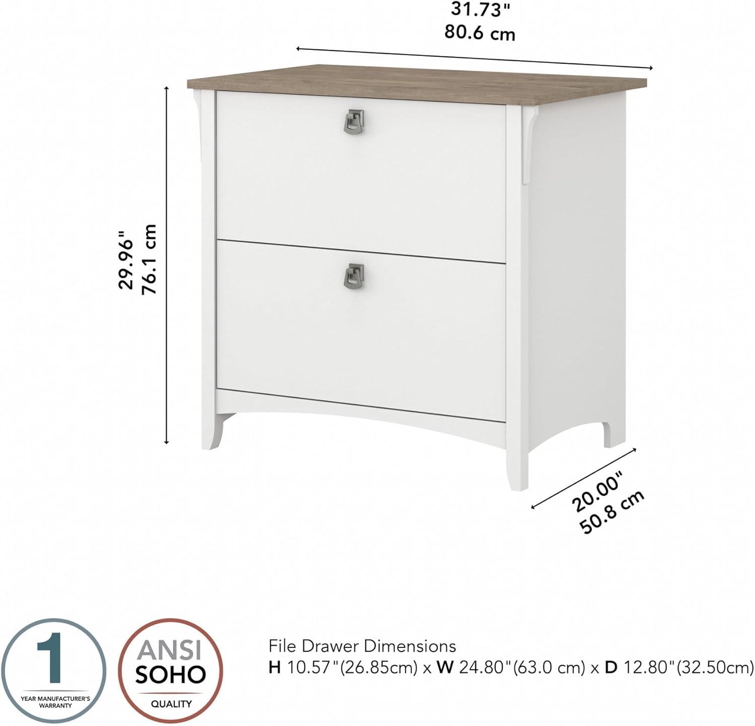 Bush Furniture Salinas Lateral File Cabinet, 2 Drawer, Shiplap Gray & Pure White