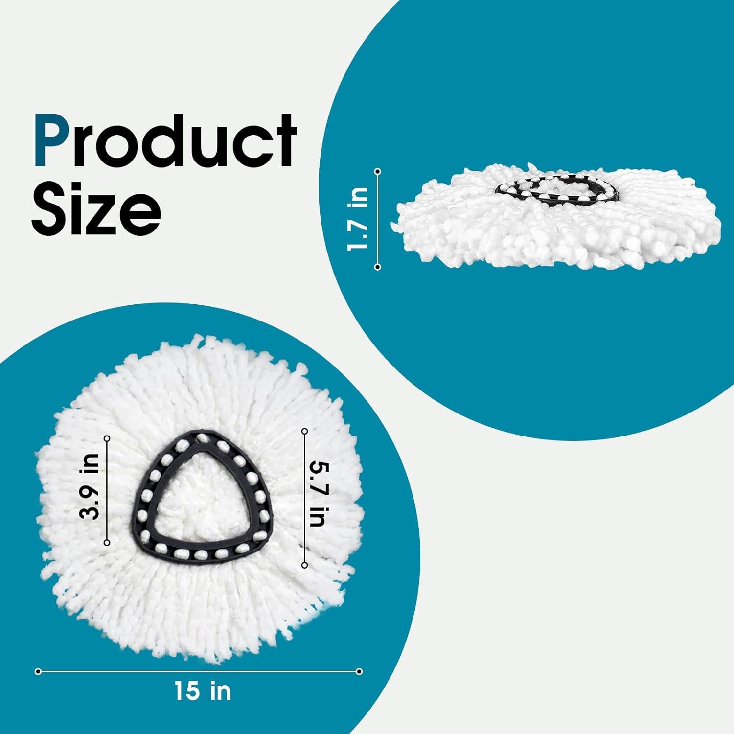 6 Pack Spin Mop Refill - Replacement Head Compatible with O cedar, Microfiber Spin Mop Refills,clean the floor. Easy Floor Cleaning Mop Head Replacement - Bonison