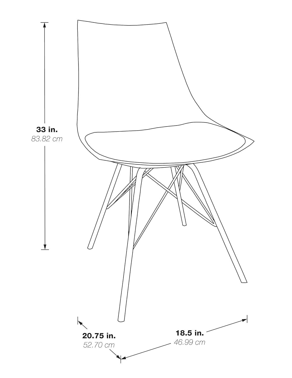 OSP Home Furnishings Oakley Chair White : Polyurethane Upholstery, Metal Legs, Armless Design, 200 lbs Capacity