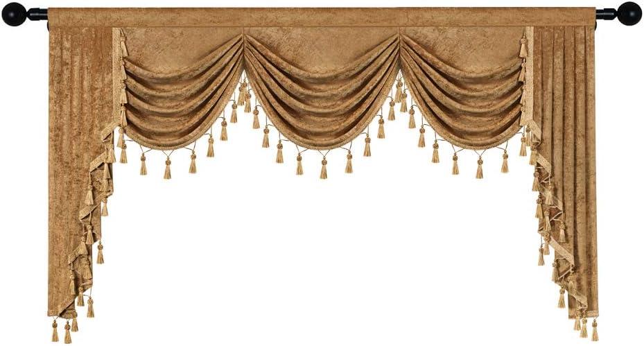 Gold Chenille Waterfall Valance with Rod Pocket