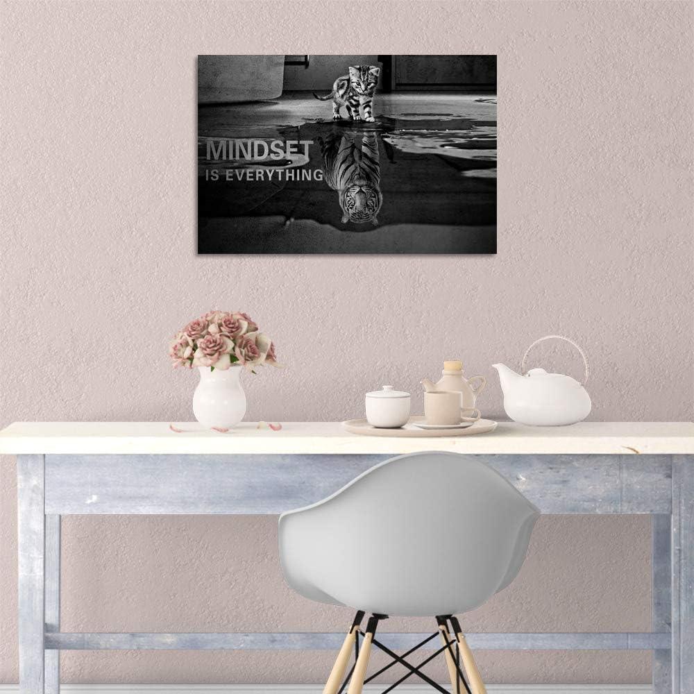 POSTER Mindset Is Everything Cat/Tiger Leader Motivational Inspirational Prevocational Life Action Success Quote Print Poster Wall Art Picture-UNFRAMED