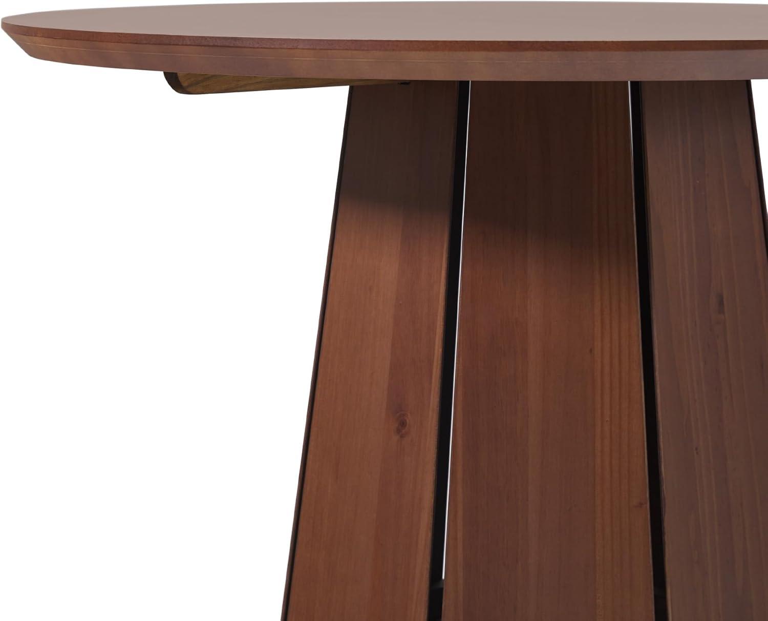 Walker Edison Modern 48" Round Solid Wood Pedestal Dining Table, Brown