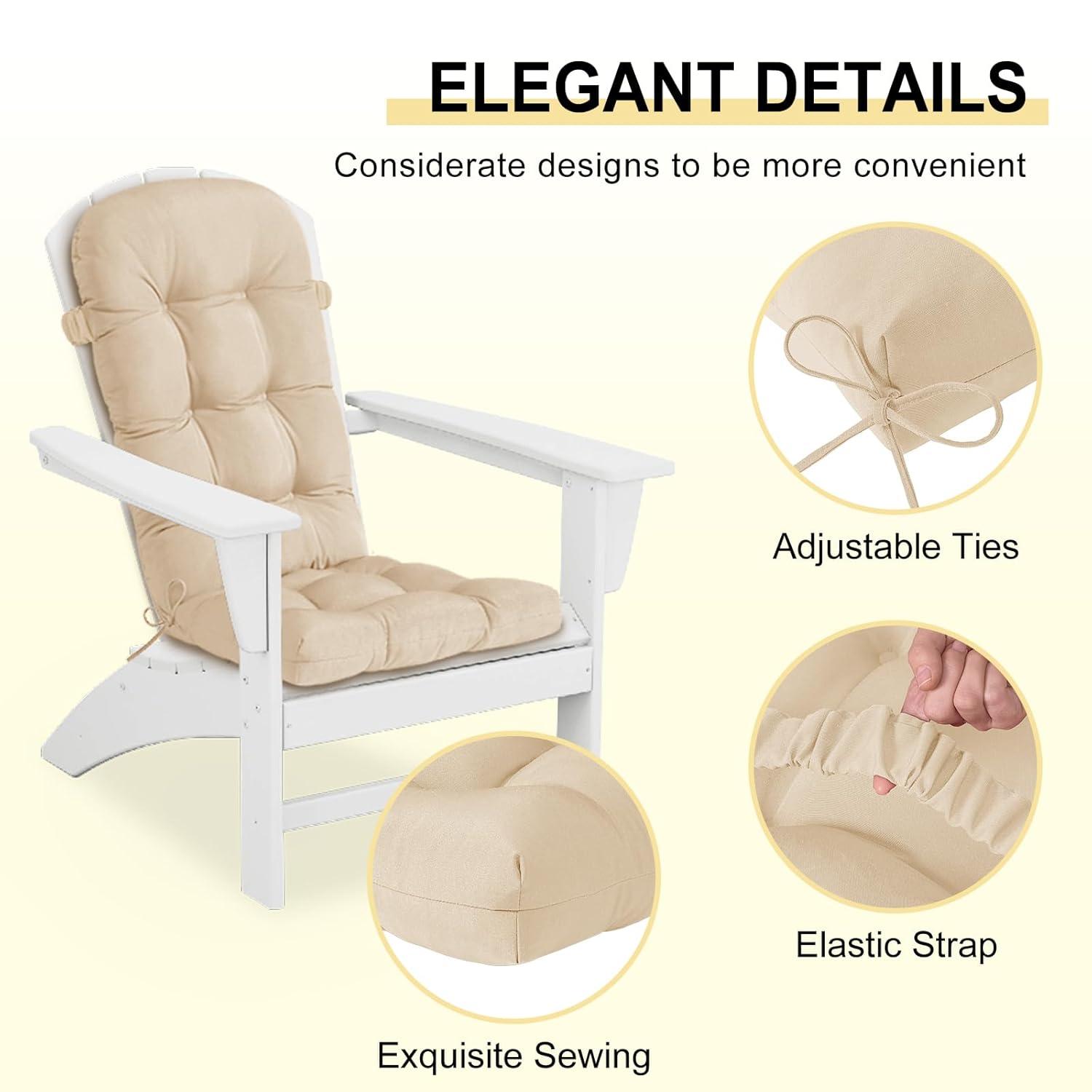 Crestlive Products Adirondack Style Patio Outdoor Chair Cushion for Adirondack Chair or Lounge Rocking Chair - See picture 2-Piece Set, Navy Blue