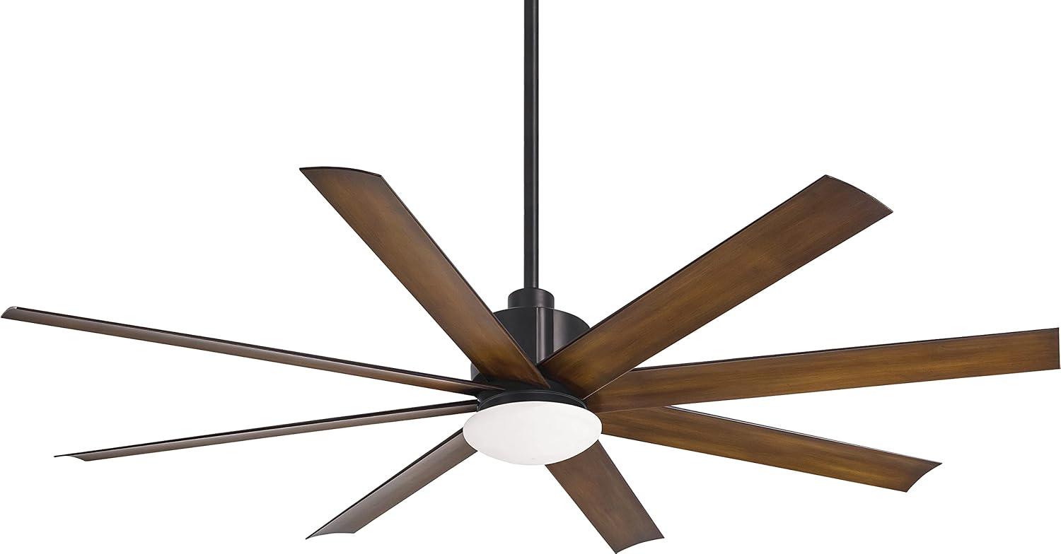 65" Minka Aire Modern Outdoor Ceiling Fan with LED Light Remote Control Coal Distressed Koa Opal Glass Wet Rated for Patio Gazebo