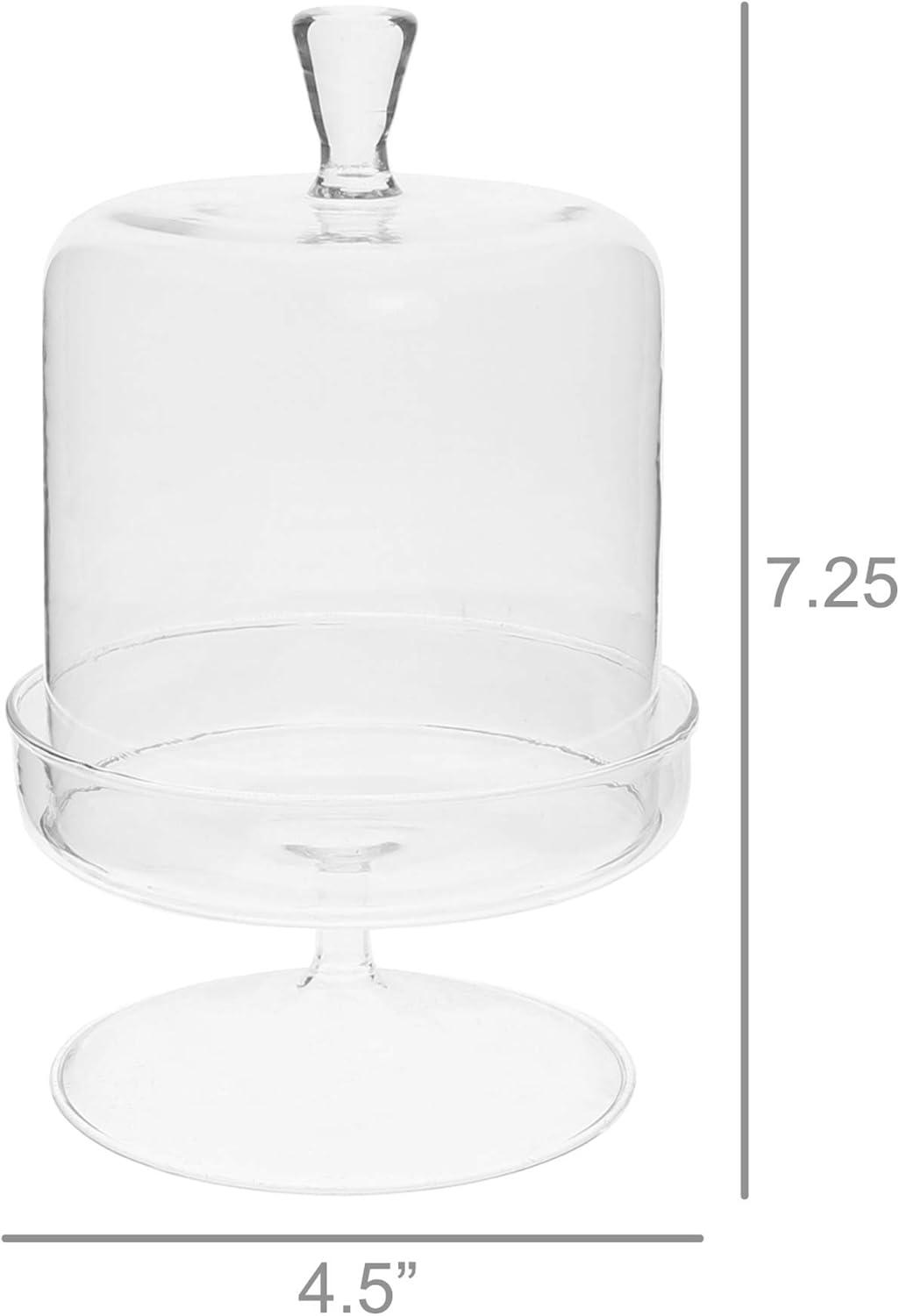 Clear Glass Dome with Pedestal Base, 7.25-inch Height