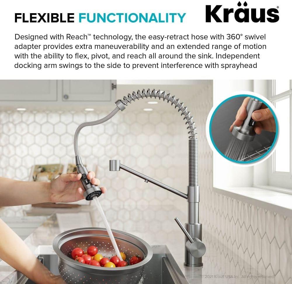 KRAUS Bolden 2-in-1 Commercial Style Pull-Down Single Handle Water Filter Kitchen Faucet for Reverse Osmosis or Water Filtration System in Spot Free Stainless Steel