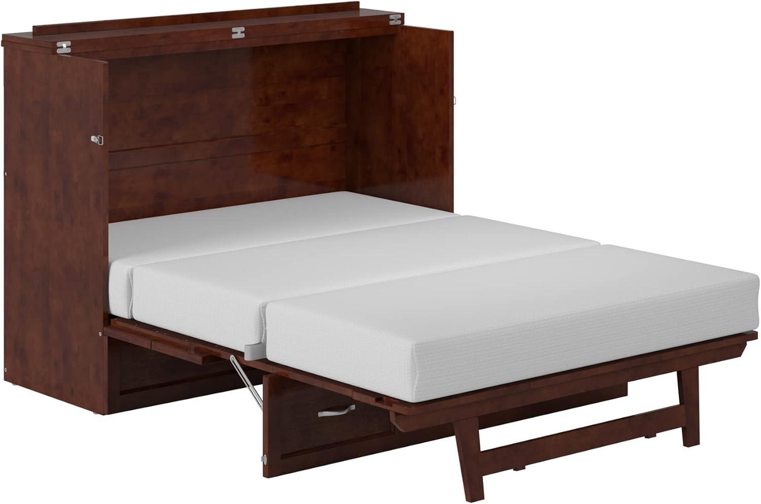 Full Deerfield Murphy Bed Chest with Charger Walnut - AFI: Bedroom Furniture, No Box Spring Needed