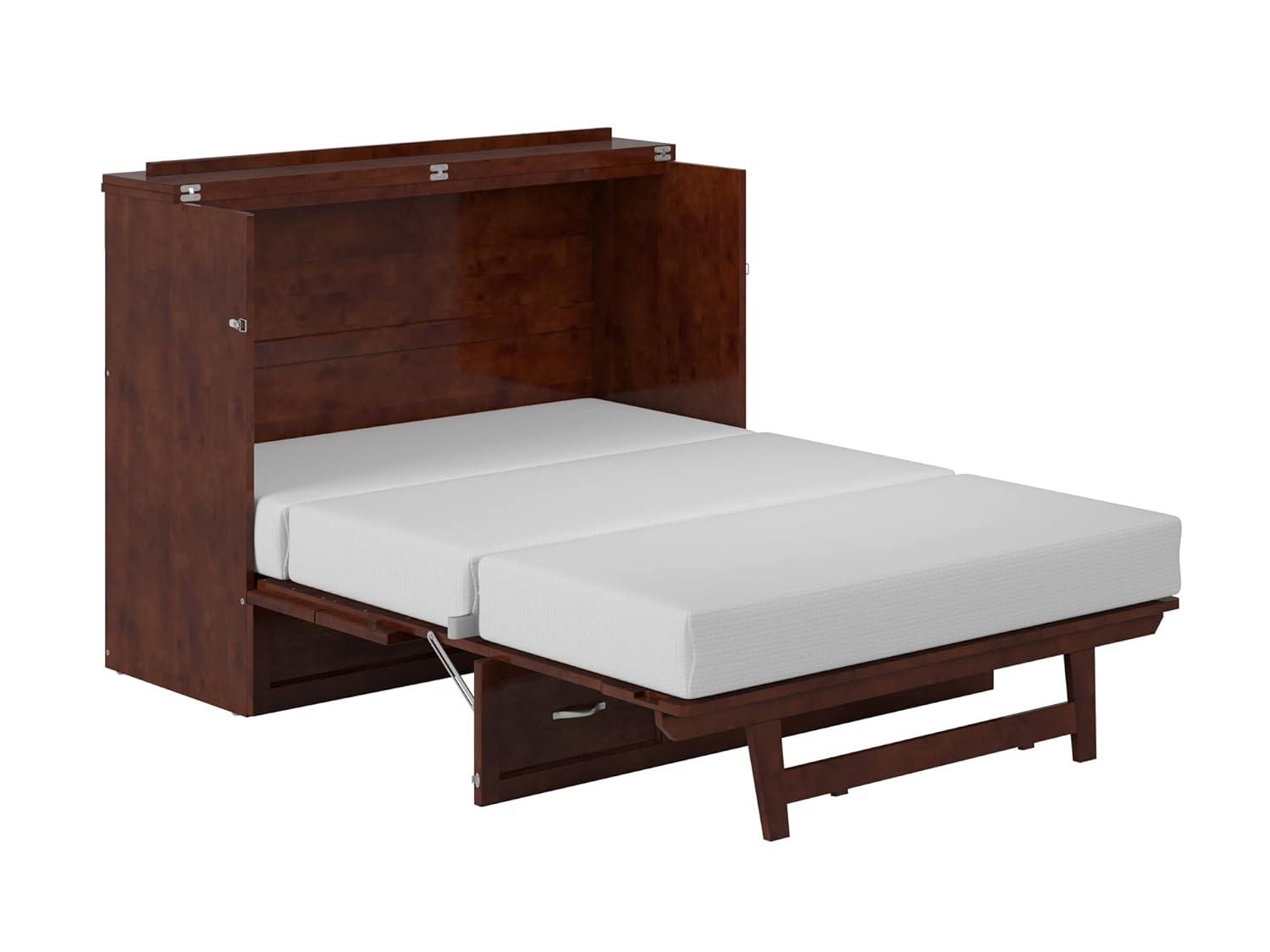 Full Deerfield Murphy Bed Chest with Charger Walnut - AFI: Bedroom Furniture, No Box Spring Needed