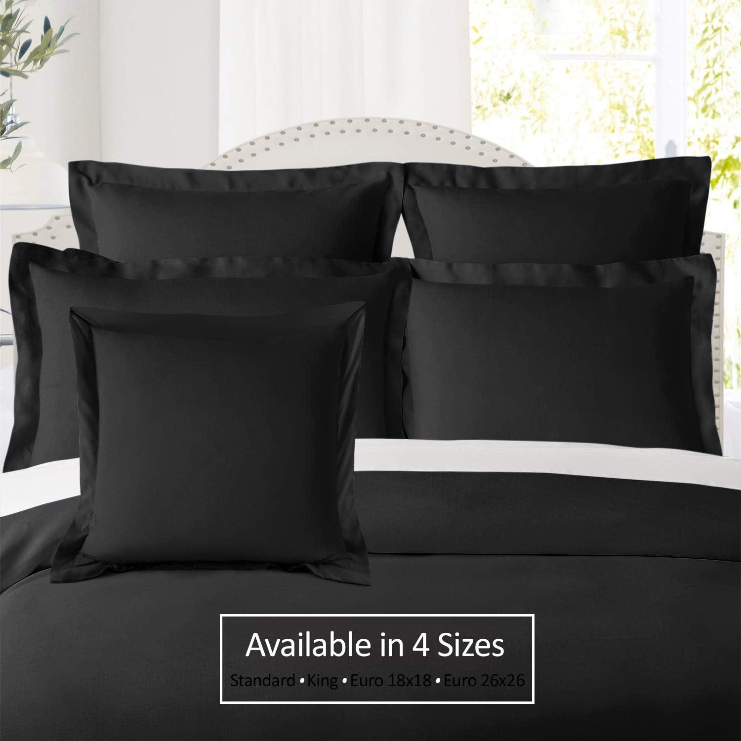 Nestl Pillow Sham Set of 2, Premium 1800 Series Double Brushed Bed Pillow Cases, Black, King 20" X 36"